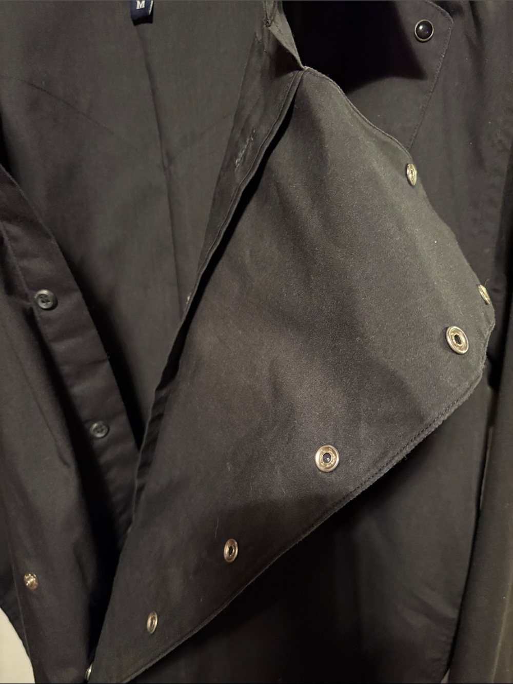 Panhandle Slim Black Men's Dress Shirt Pearl Snap Bib Front Detail Size Medium - Picture 9 of 14